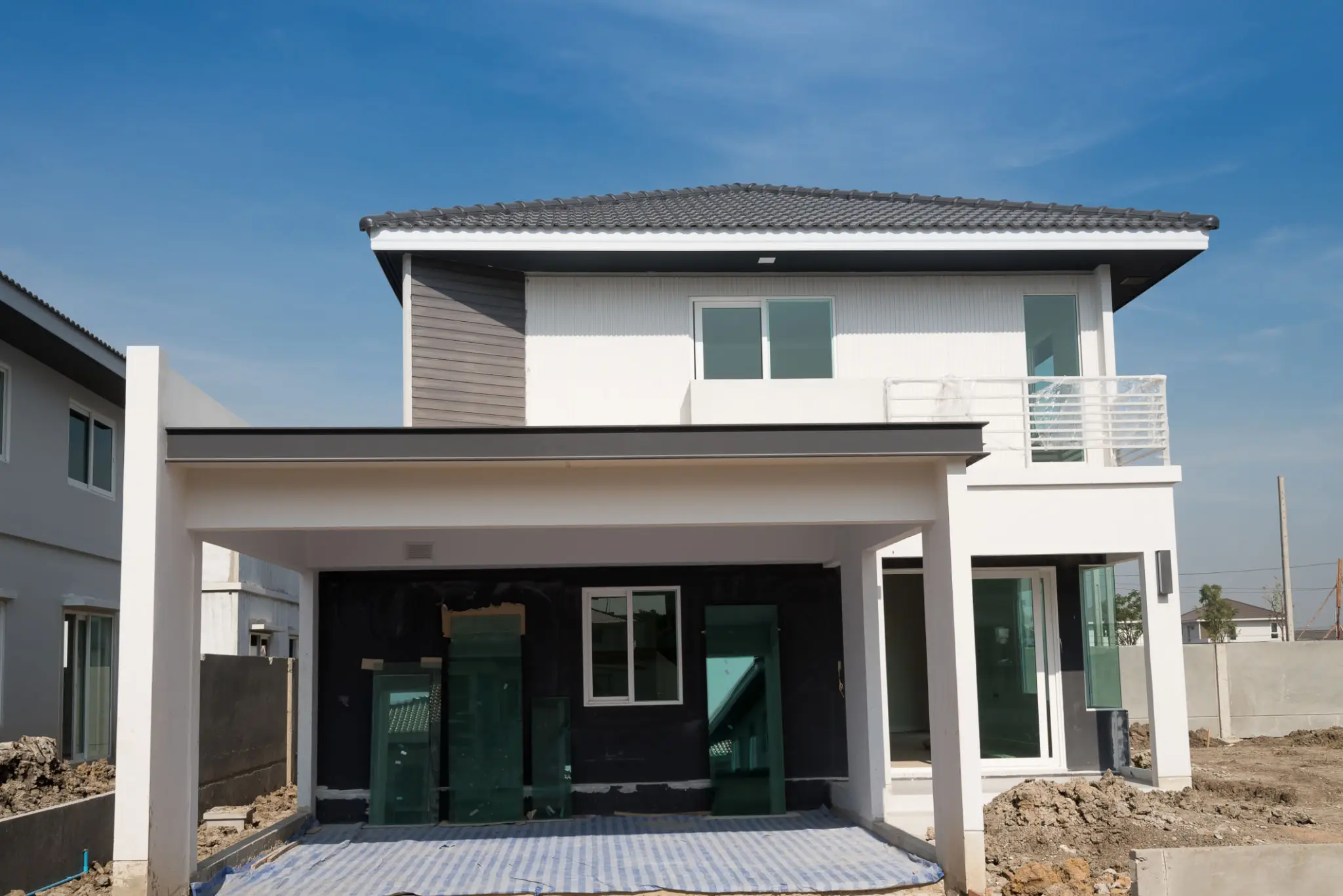 Unfinished residential building exterior