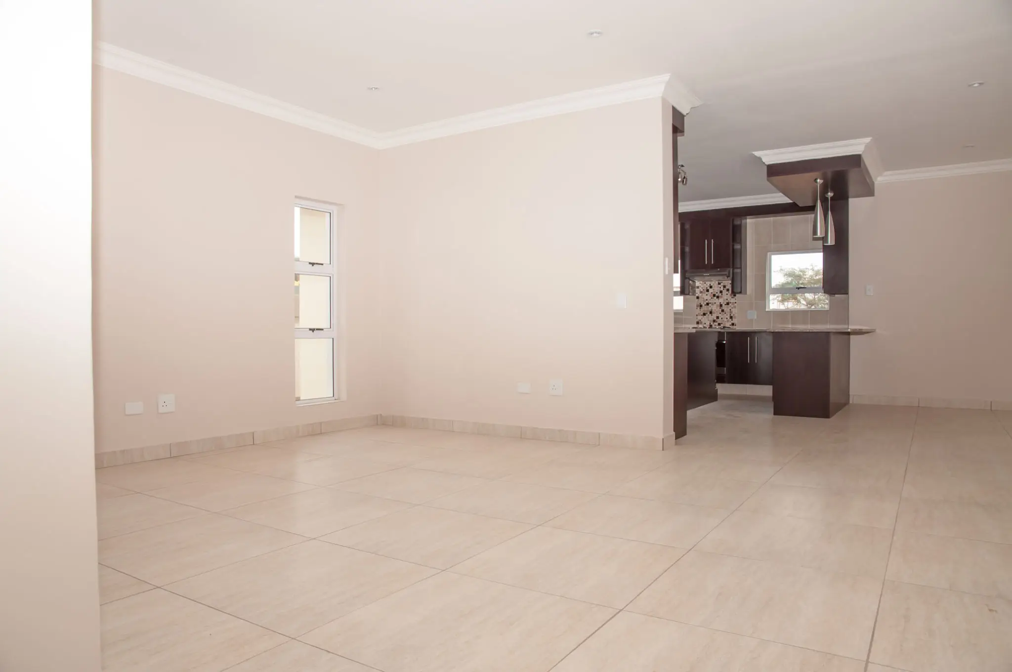 Open-concept space with neutral tones