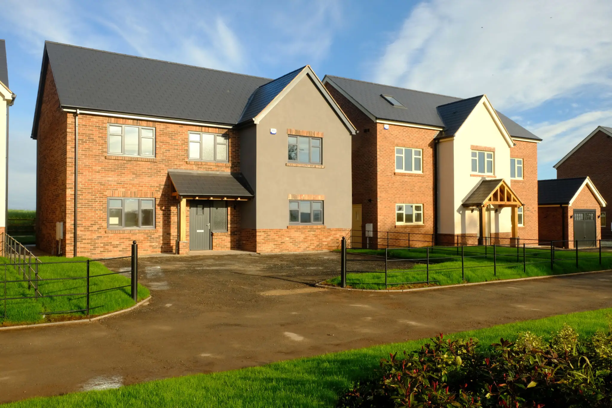 Newly built residential property in sunlight